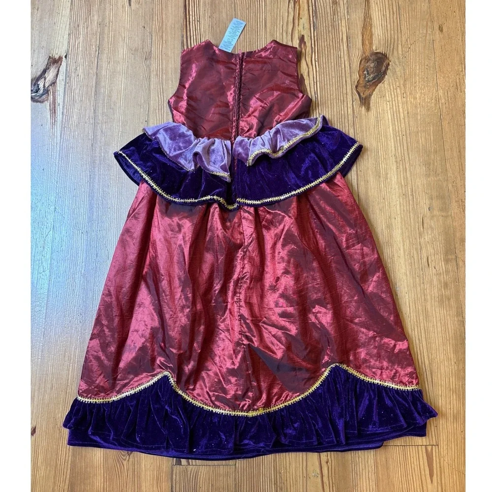 Pottery Barn Kids Costume Dress Girls Burgundy Purple Velvet Gold Trim SIZE 7/8